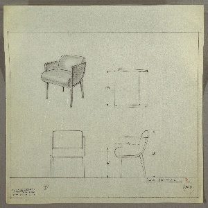 Drawing, Armchair, Upholstered