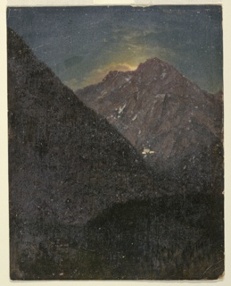 Drawing, Moonrise over the Alps, Bavaria