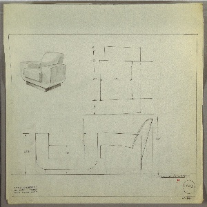 Drawing, Armchair, Upholstered