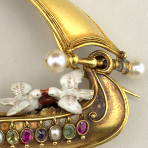 Lovers in a Boat Brooch, ca. 1880