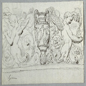 Drawing, Sculptured Frieze with Amphora between Two Half Figures of Boys Pouring Water from Pitcher into Bowl, late 18th century