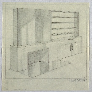 Drawing, Jascha Heifetz Apartment: Fireplace Wall Mantel, Furniture, 1935