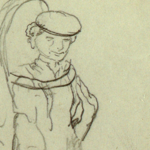 Drawing, Man carrying a basket, ca. 1890