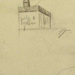 Drawing, Building, bridge; Verso: Figure, church, 1890–93