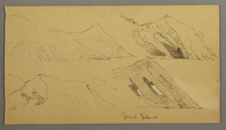 Drawing, Coastline Cliffs of Great Island, Newfoundland and Labrador, Canada