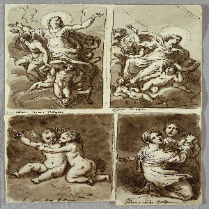 Drawing, Lunette with St. Peter and St.Paul with St. Matthew and the Prophet Isaiah, Study after Sebastiano del Piombo, 1821–22