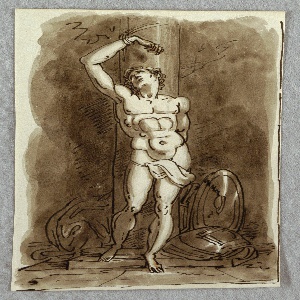 Sketchbook Folio, Saint Sebastian, Detail of Polyptich with the Virgin Enthroned, Study after Dosso Dossi, 1821–22