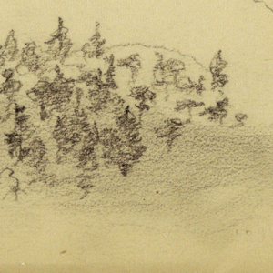 Drawing, Steeple, Dome , head, hills, 1889