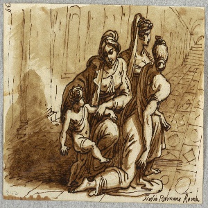 Sketchbook Folio, Group of Figures, Study the Donation, after Giulio Romano, 1810–20