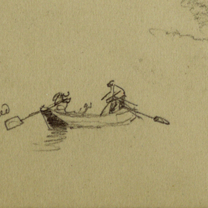 Drawing, Mountain Peaks, Two figures in a Rowboat, August 1868