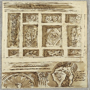 Sketchbook Folio, Sketchbook Page: Ceiling and Architectural Details, Tempio Malatestiano, Rimini, 1810–20