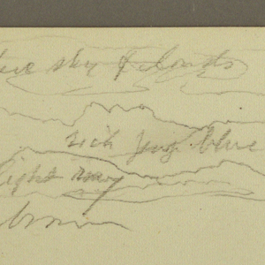 Drawing, Mountain Ranges, Cuautla, Church; Verso: Crouching Horse, Landscape Notations, February 1885