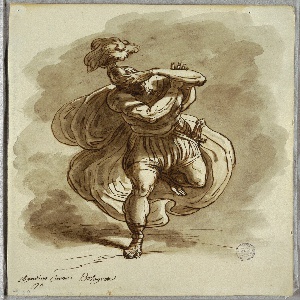 Sketchbook Folio, Blinded Soldier, Detail from the Conversion of St. Paul, Study after Agostino Carracci, 1821–22