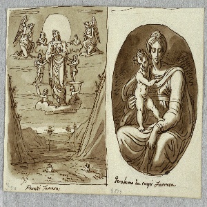Drawing, Female Figure Among Clouds; Resurrection, Study after Panetti, 1821–22