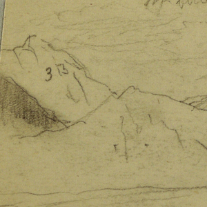 Drawing, Mountain Range; Verso: Mountains, cloudy sky, 1889