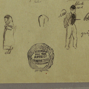 Drawing, Costume and figure Sketches, possibly 1869