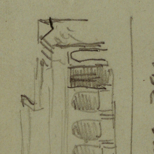 Drawing, Arch, indistinct design, possibly 1868
