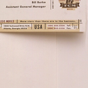 Print, Letterhead: Turner Classic Movies, ca. 1994