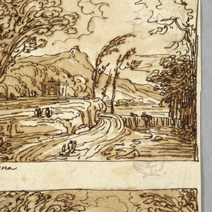 Drawing, Sketchbook Page: Three Landscapes after Vincenzo Martinelli. Verso: Architectural Sketch, 1811–14