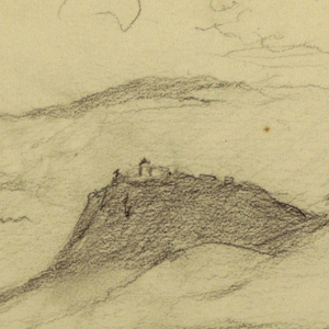 Drawing, Plain, hill, town; Verso: Mountain Range, 1889