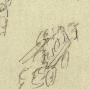 Drawing, Cart, figure studies, possibly 1868