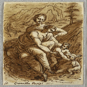 Drawing, Madonna and Child with St. Anna and Lamb, after Leonardo, 1813–18