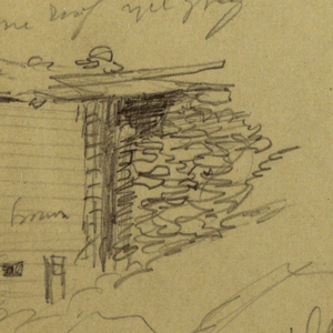 Drawing, Details of Mountain Sheds, Houses and a Rock, Bernese Alps, Switzerland, September 3, 1868