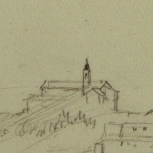 Drawing, Village on Hilltop, possibly 1868–69