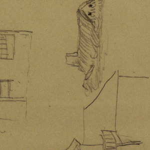 Drawing, Timber House, Two Sailboats, Roof Studies, possibly 1868