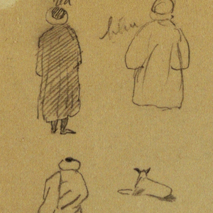 Drawing, Figure Studies with Dogs, Egypt, 1868