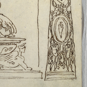 Drawing, Decorative Studies; Verso: Anatomical Studies of Animals and Male Heads, 1814–18