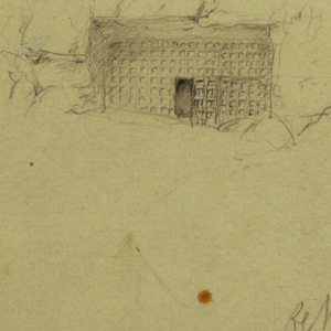 Drawing, Domed House, House with Staircase, February, possibly 1868