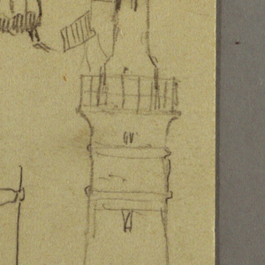 Drawing, Figures and a Signal Tower, Egypt, possibly 1868