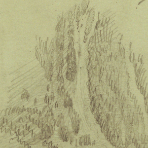 Drawing, Chimneys, Waterfalls, Figure, etc., July possibly 1868