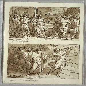Sketchbook Folio, The Pride of Romulus: The Mocking of the Old Captain of the Veii; Two Studies after Carracci, 1821–22