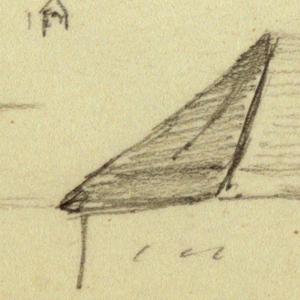 Drawing, Corner of Mansion, Rooftops, possibly 1868