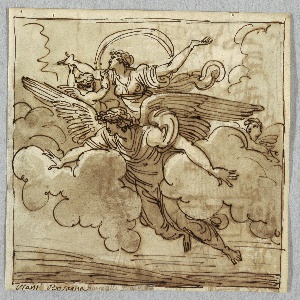 Sketchbook Folio, A Woman Supported by a Flying Angel, 1813–16