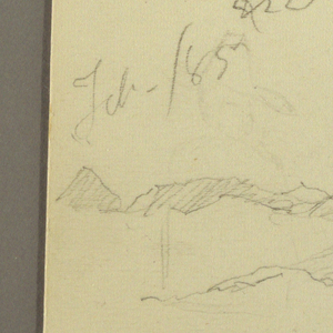 Drawing, Landscape, houses; Verso: Tree top, February 1885