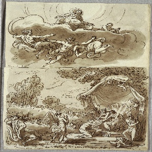 Drawing, Saint in Ecstacy, After Franceschini; Classicized Version of Vision of St. Catherine of Vigri, Study after Franceschini, 1821–22