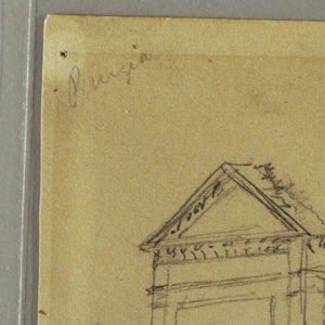 Drawing, Church, Building, Covered Bridge, possibly 1868–69