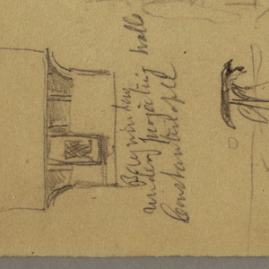 Drawing, Castle, Minaret, Sailboats, House, May 1868