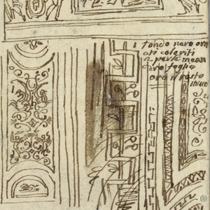 Drawing, Five Studies of Ceiling with Grotesques; Madonna, 1814–18