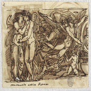 Drawing, Frieze with Psyche and Love, 1813–18