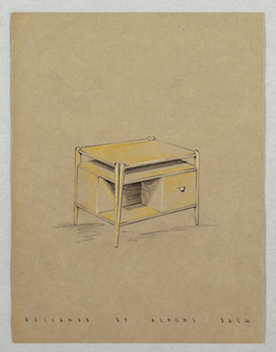 Drawing, Side table with shelves a