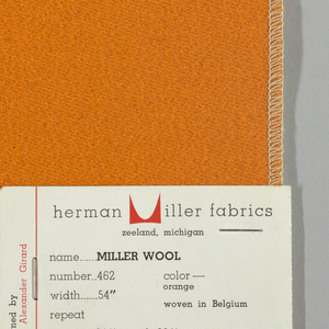 Textile Sample, Miller Wool, 1960