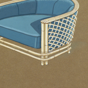 Drawing, Blue armchair with wrapar