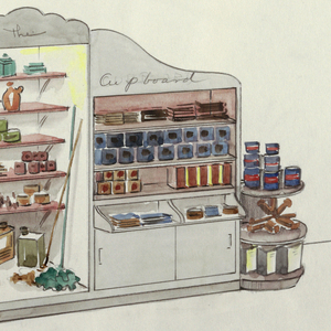 Drawing, Cleaning cabinet display
