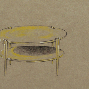 Drawing, Round side table with bot