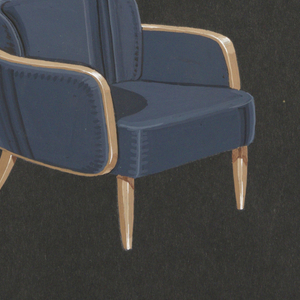 Drawing, chair, armchair with blue