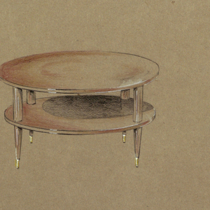 Drawing, 6. Round table with botto